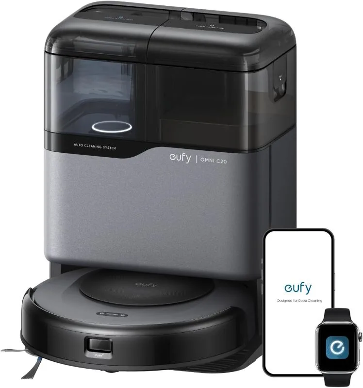 eufy Omni C20 Robot Vacuum and Mop Combo, Ultra-Slim 3.35 Inches, 60-Day Self-Emptying, iPath Laser Navigation