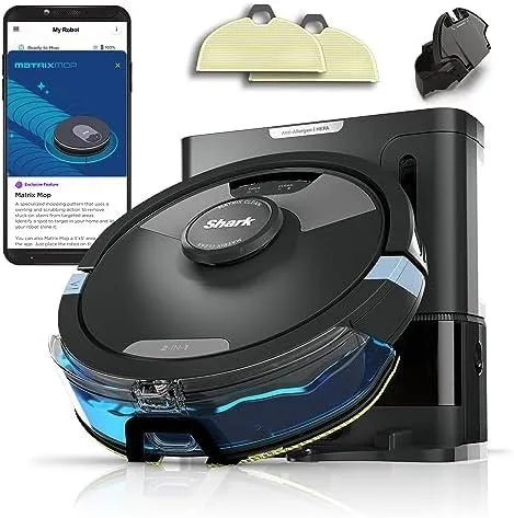 Shark Matrix Plus Robot Vacuum and Mop, Sonic Mopping, 60-Day HEPA Self-Empty Base, 360° LiDAR Mapping