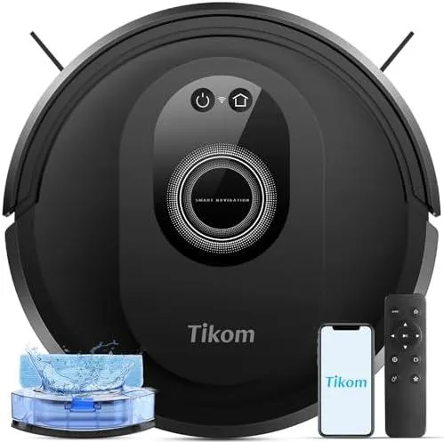 Tikom G8000 Max Robot Vacuum and Mop Combo, 5000Pa Suction, App/Remote/Voice/Button Control